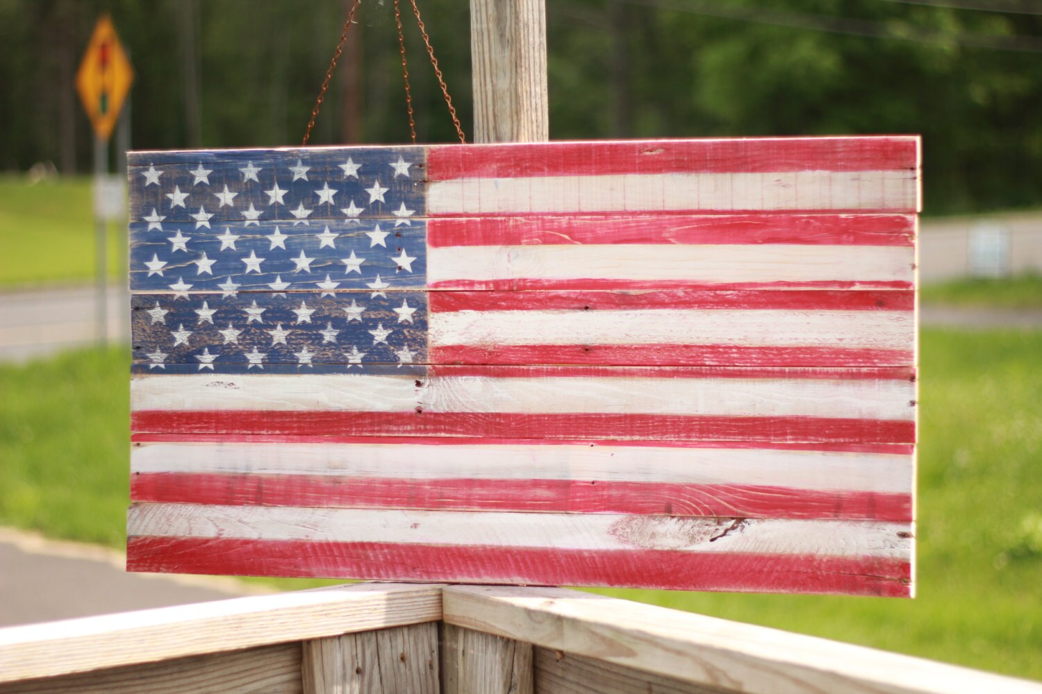 Wood flag Wooden Flag Sign fourth of july decor americana