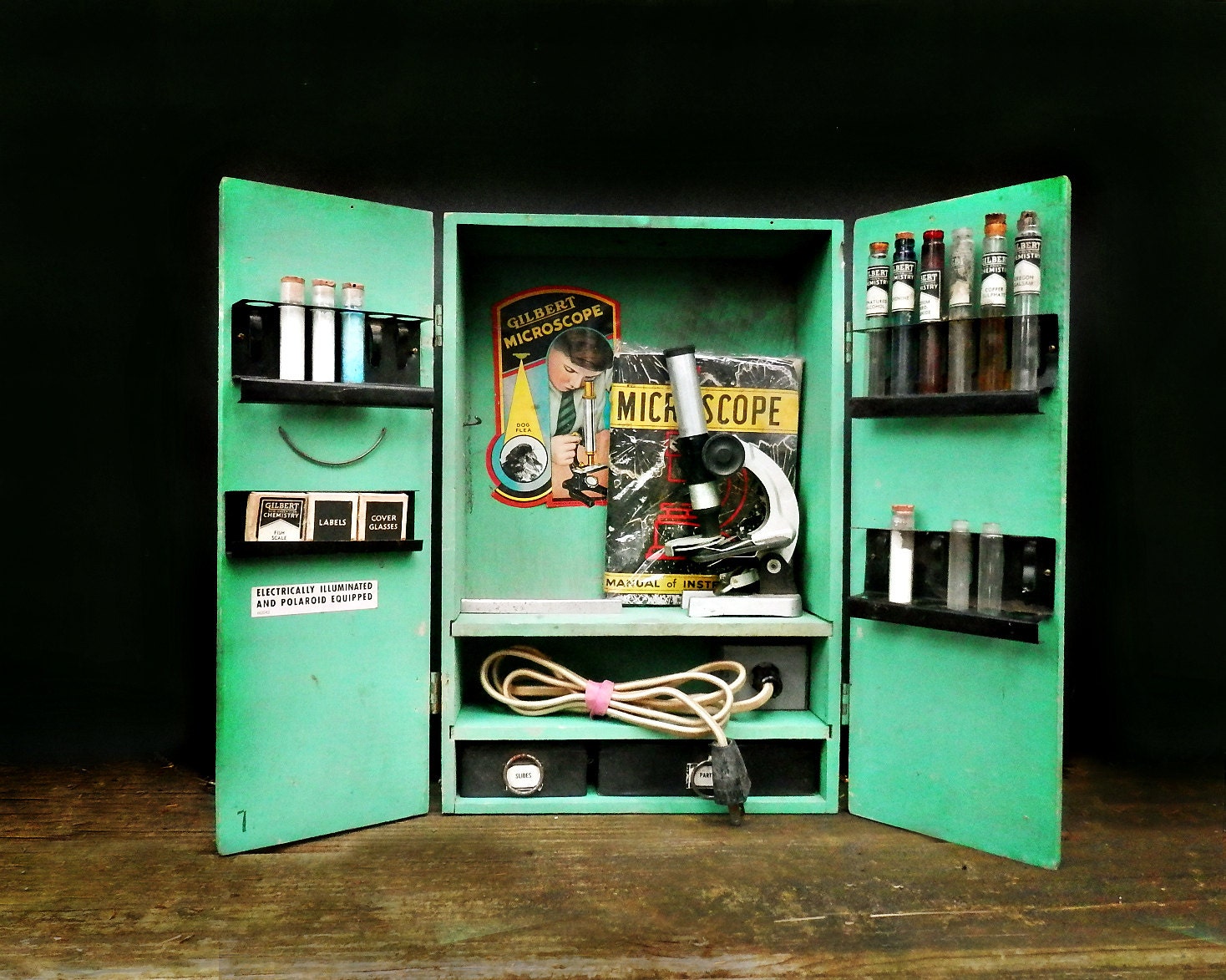 Vintage Microscope Kit Vintage Science Lab Toy by HoundDogAntiques