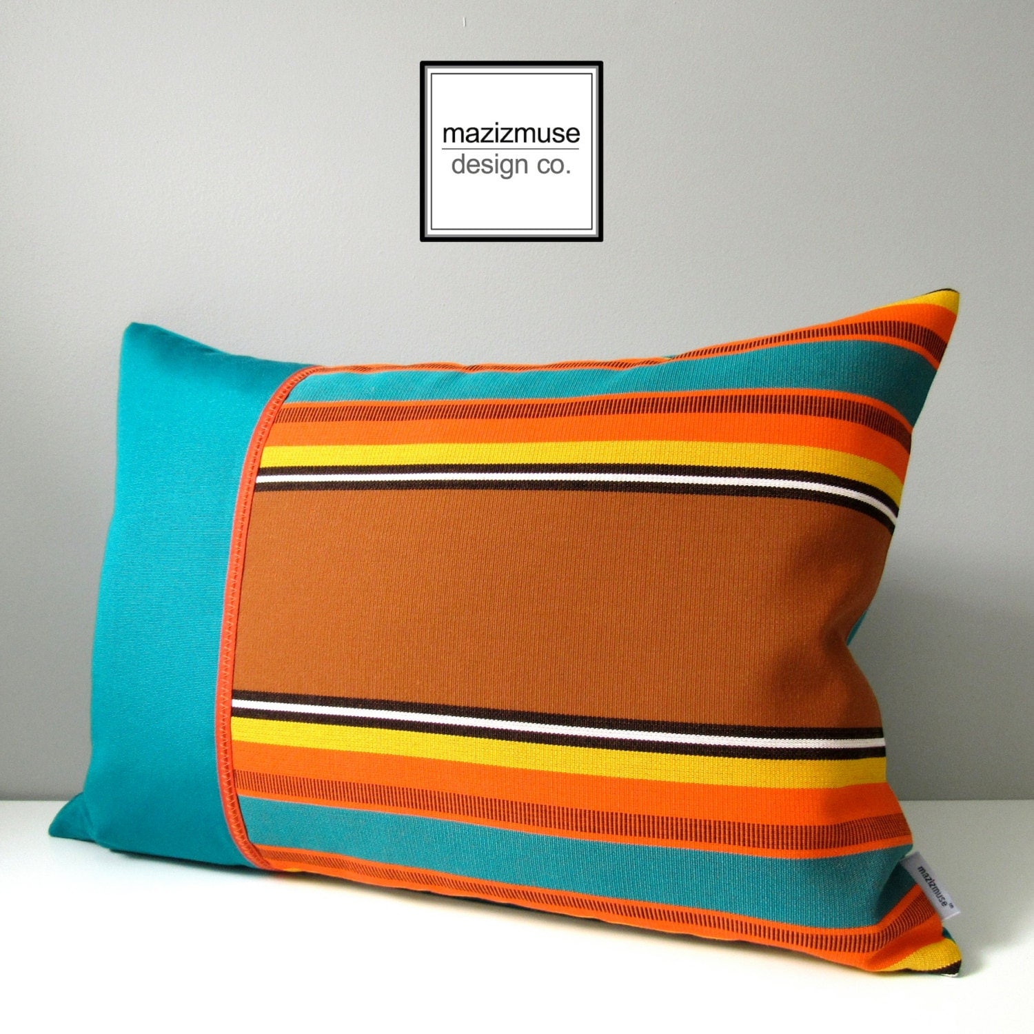 SALE Retro OUTDOOR Pillow Cover Modern Teal Striped Pillow   Il Fullxfull.781939039 K2e3 