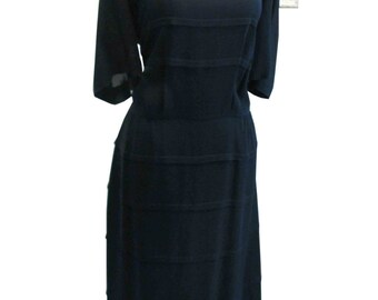 Volup Vintage Larger Sized Designer 1950's Little Black Dress Betty Hartford 42-32-44
