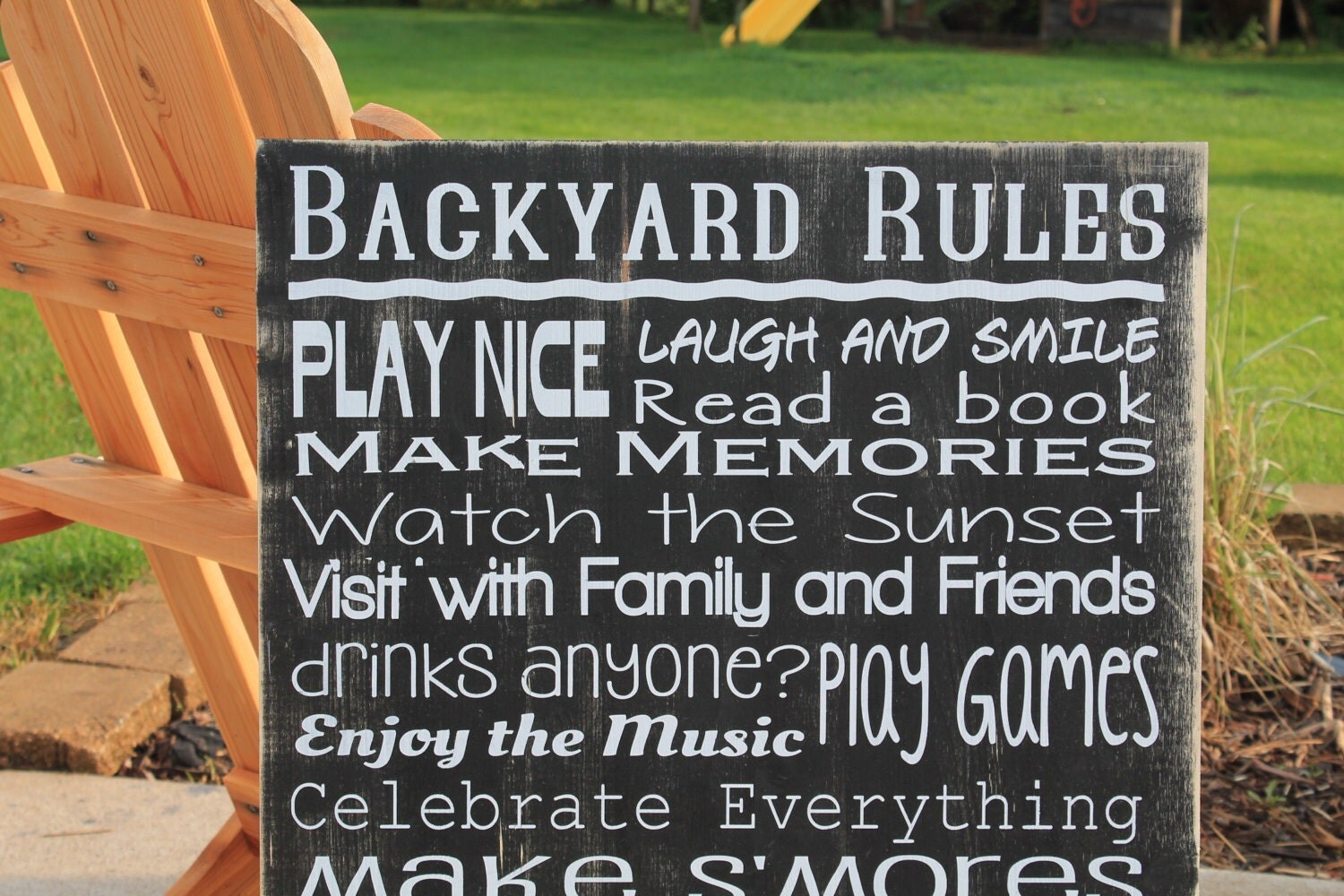 Backyard Rules outdoor decor Extra Large CUSTOM Rustic Sign