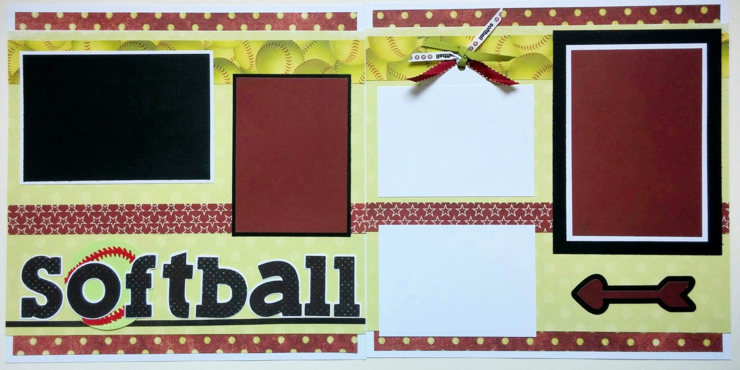 Softball Premade Scrapbook Layout Softball Scrapbook Layout