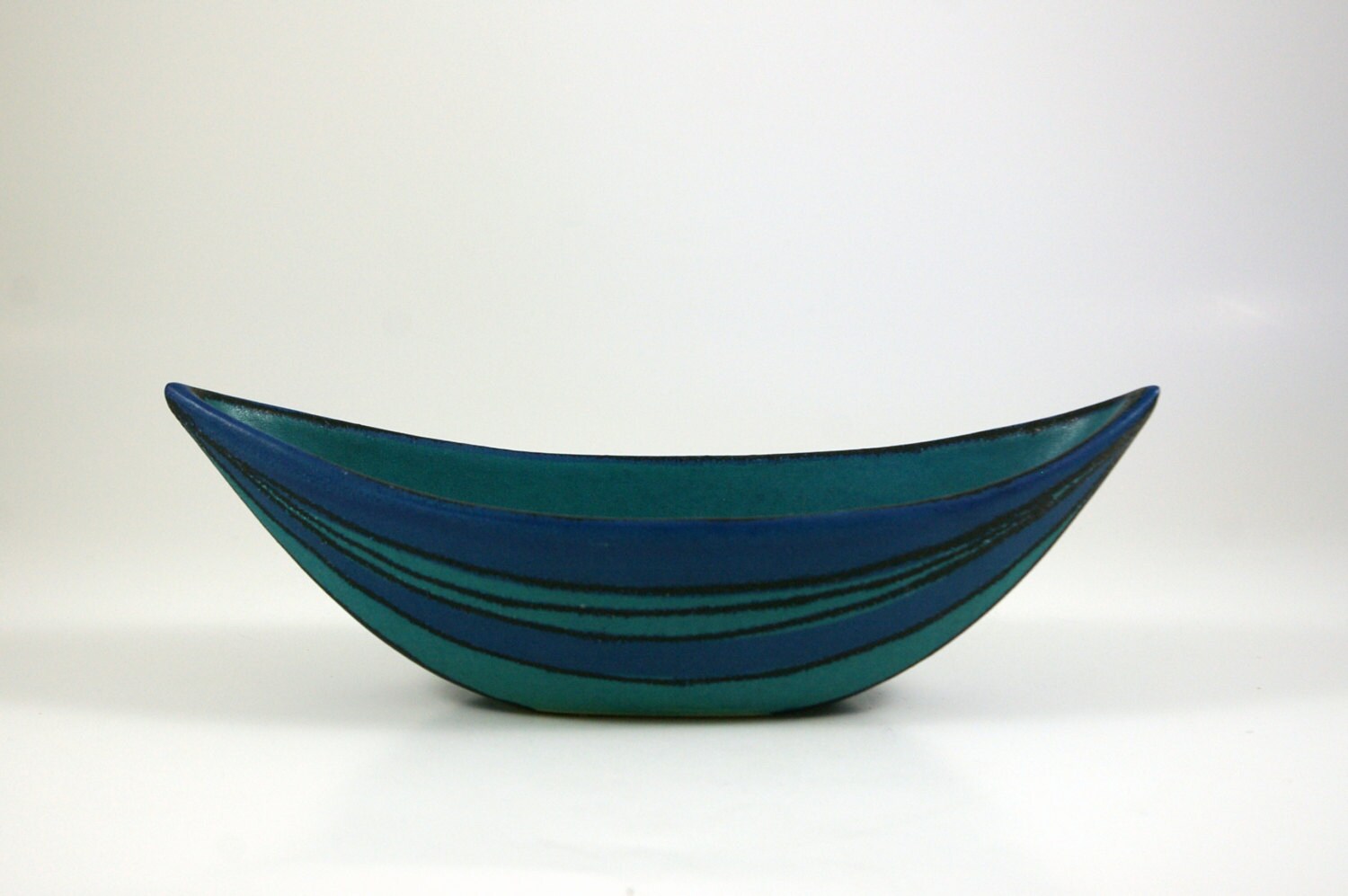 Fong Chow for Glidden Pottery Gulfstream Canoe Bowl in Blue