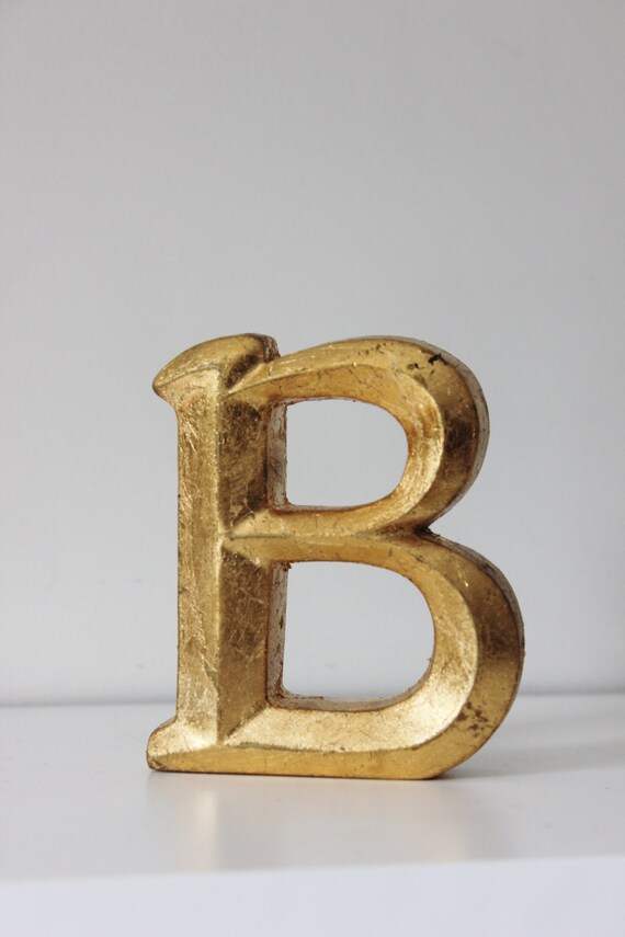1 GOLD LETTER Resin Vintage Style Gold Leaf by TheFulfilledShop