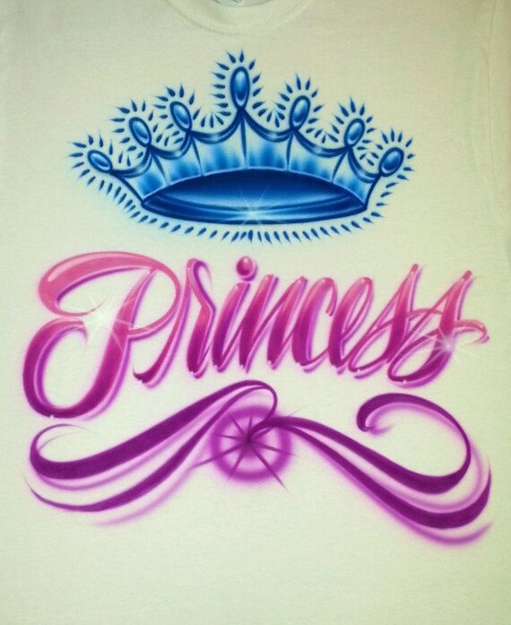 Airbrush T Shirt With Princess Crown Airbrush Princess Crown