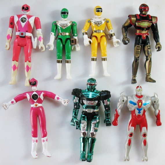 LOT 7 Vintage Action Figures POWER RANGERS Bandai by eclecticka