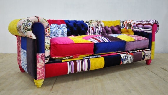 Chesterfield patchwork sofa color waterfall