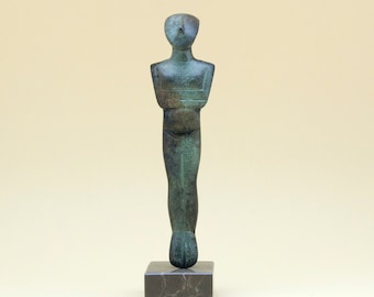 Greek Cycladic Bronze Figurine, Metal Sculpture Abstract Art, Greek Statue, Museum Replica, Minimalist Cycladic Art, Home Decor