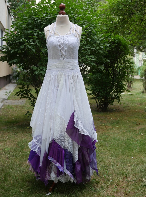 Upcycled Wedding Dress Fairy Tattered Romantic Dress by cutrag