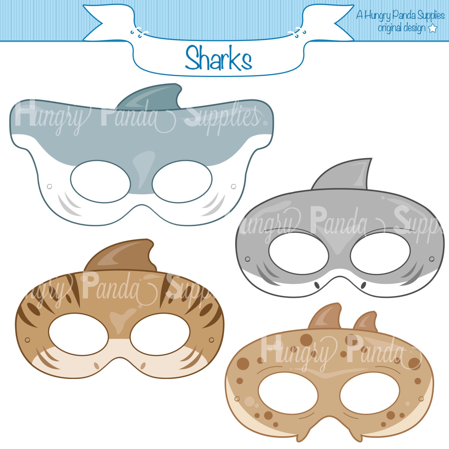Sharks Printable Masks shark mask tiger shark greate white