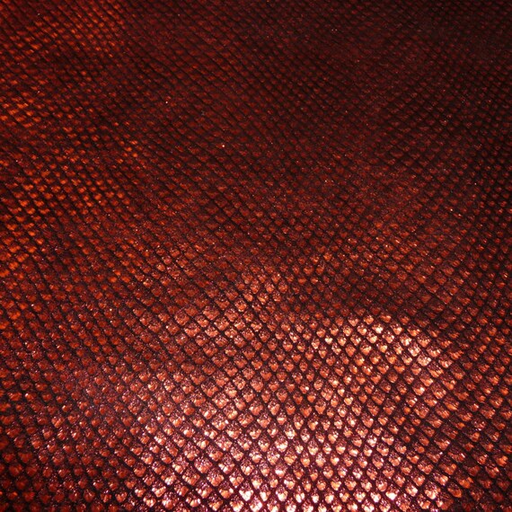 Leather 8x10 RED FISH Scales on Black Cowhide