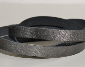 15 mm Snakeskin Print Leather StrapMetallic by JLLeatherSupplies