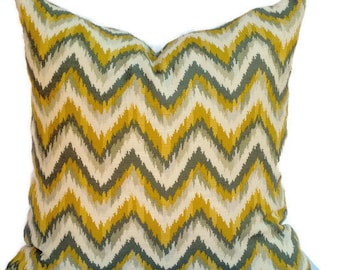Nate Berkus Gray and Gold Chevron Decorative Pillow Cover, 18x18, 20x20, 22x22 or lumbar pillow, Accent Pillow, Throw Pillows,