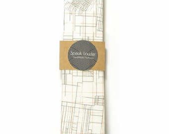 Orange white architecture necktie - Wedding Mens Tie Skinny Necktie - Laid-Back necktie