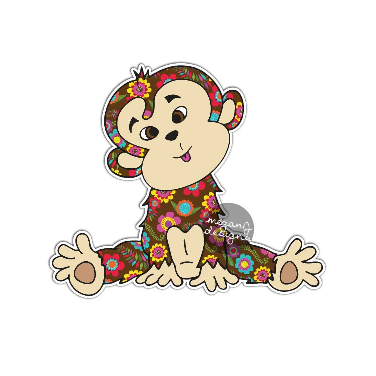 Monkey Sticker Car Decal Laptop Decal Bumper Sticker Colorful