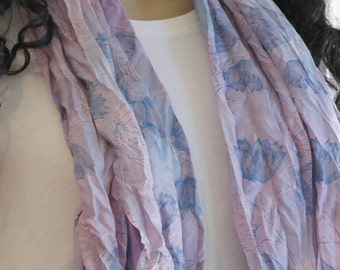 Vintage Silk scarf with soft colors , Beach Cover up