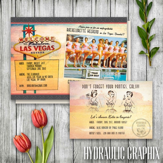 Las Vegas Bachelorette Party Invitation, Retro Printable Vegas Invitation, Pinup Invitation, Lingerie Shower, Girl's Night Out, Hen Party Il_570xn