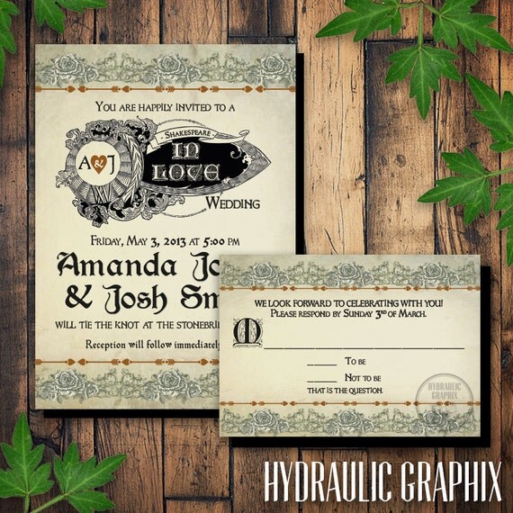 Woodland Wedding Invitation Set, Medieval Invitation, Shakespeare or Renaissance Wedding, Castle Wedding, Romantic Fairy Tale Wedding Il_570xn