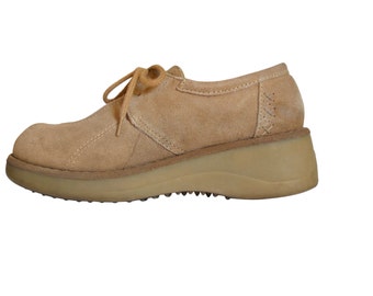 90s Platform Shoe Brown Platform Shoe 90s Grunge Shoe Tan Leather Shoe Creeper Shoe Women Platform Wedge Shoe Women Creeper Platform Oxford