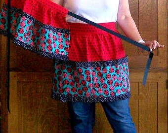 Ruffled Ladybug Apron Set - Half Aprons - Mommy and Me