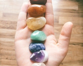 Healing Chakra Stone Set, Meditation Stones, Reiki Healing Crystals, Chakra Healing Kit