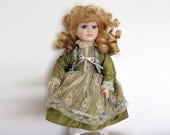 Vintage German Doll 1970s Porcelain Doll, Collectible Doll Victorian Collection