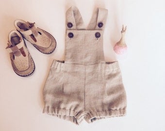 Baby boy overalls Linen dungarees Baby boy linen shorts Baby boy romper Diaper cover Baby boy clothes 1st birthday suit Baby Summer suit