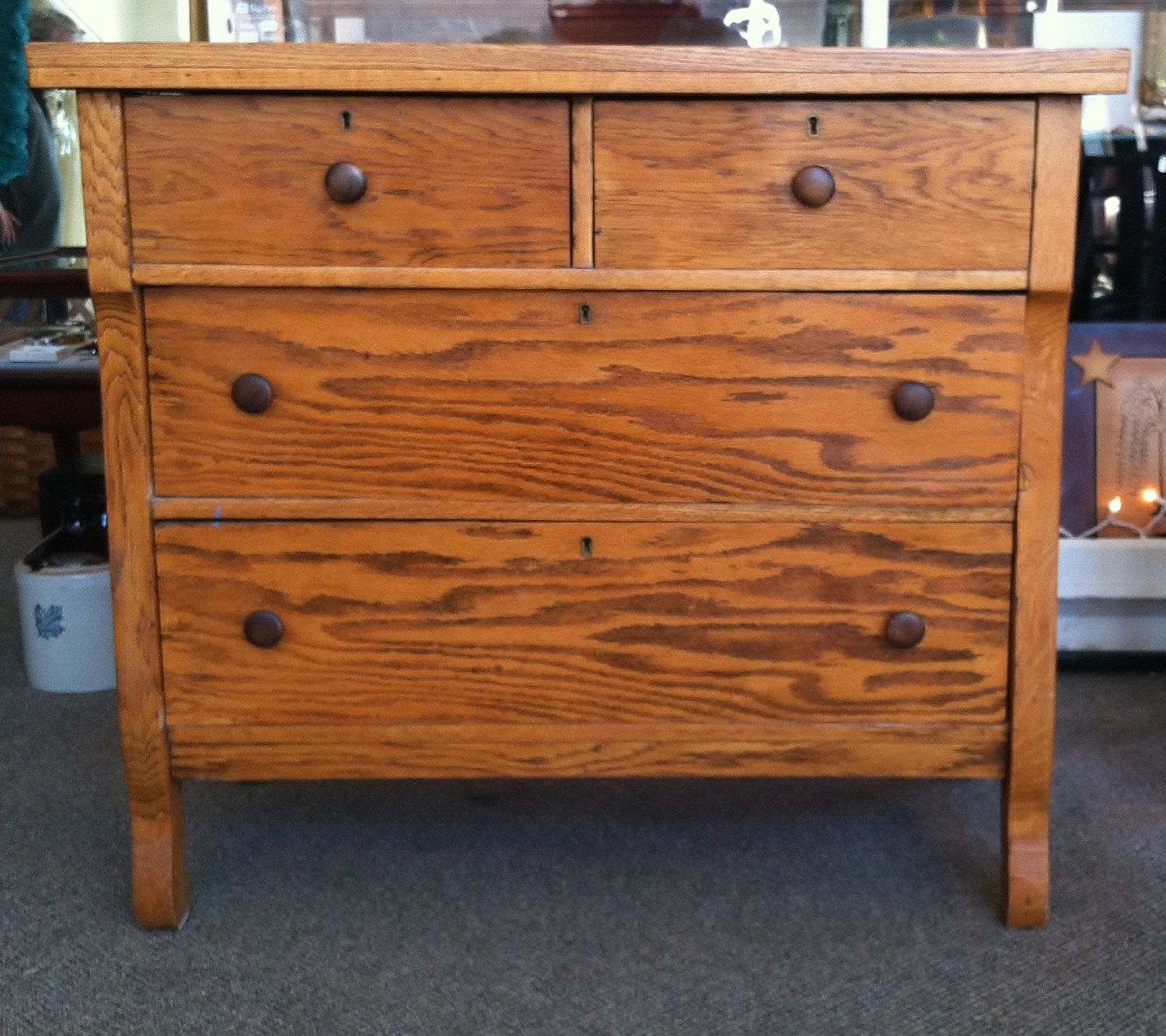 SALE PENDING Early 1900's 4 Drawer Oak Dresser Chest of