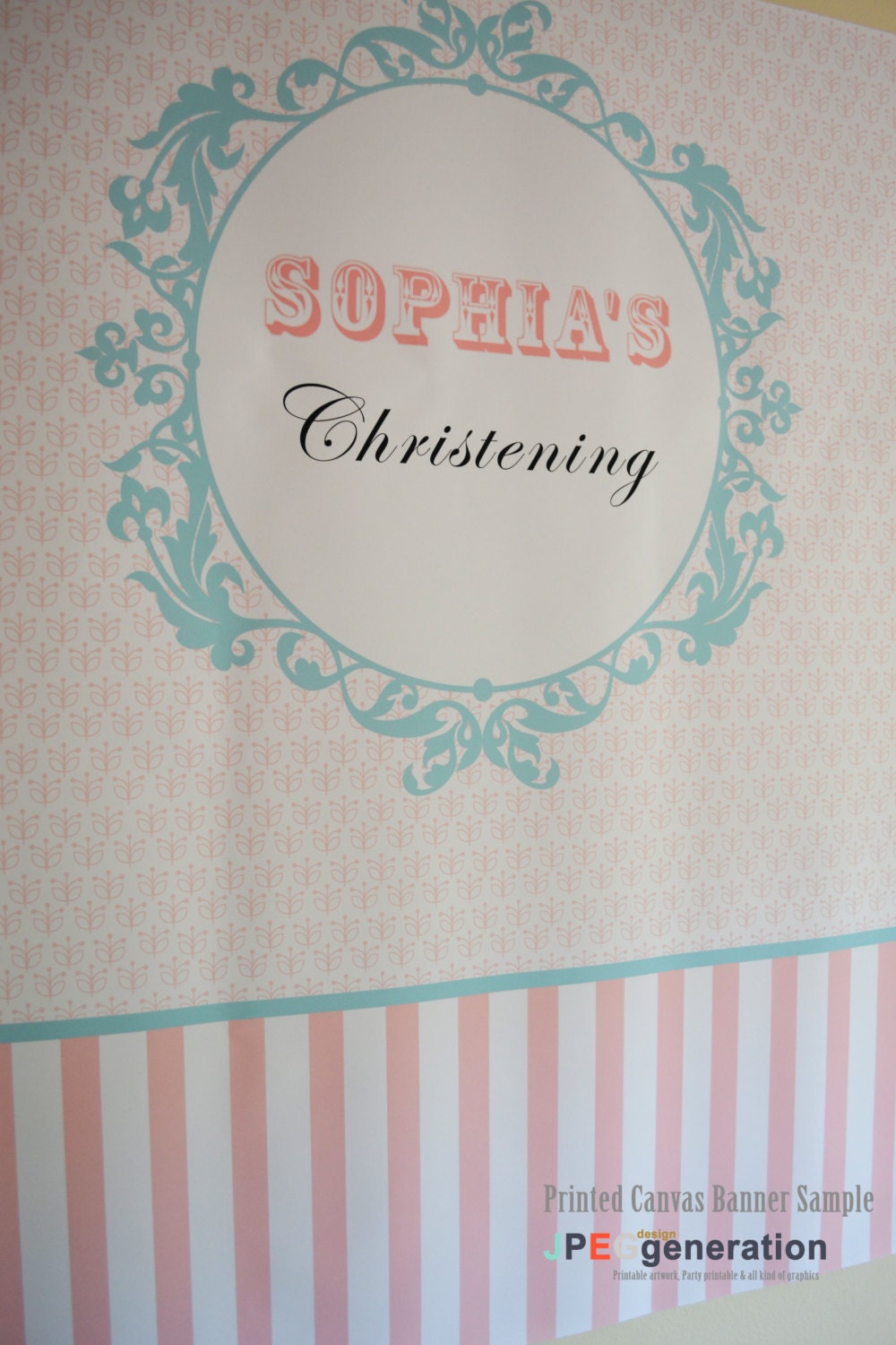 Christening Baptism backdrop Pink Girl's Theme