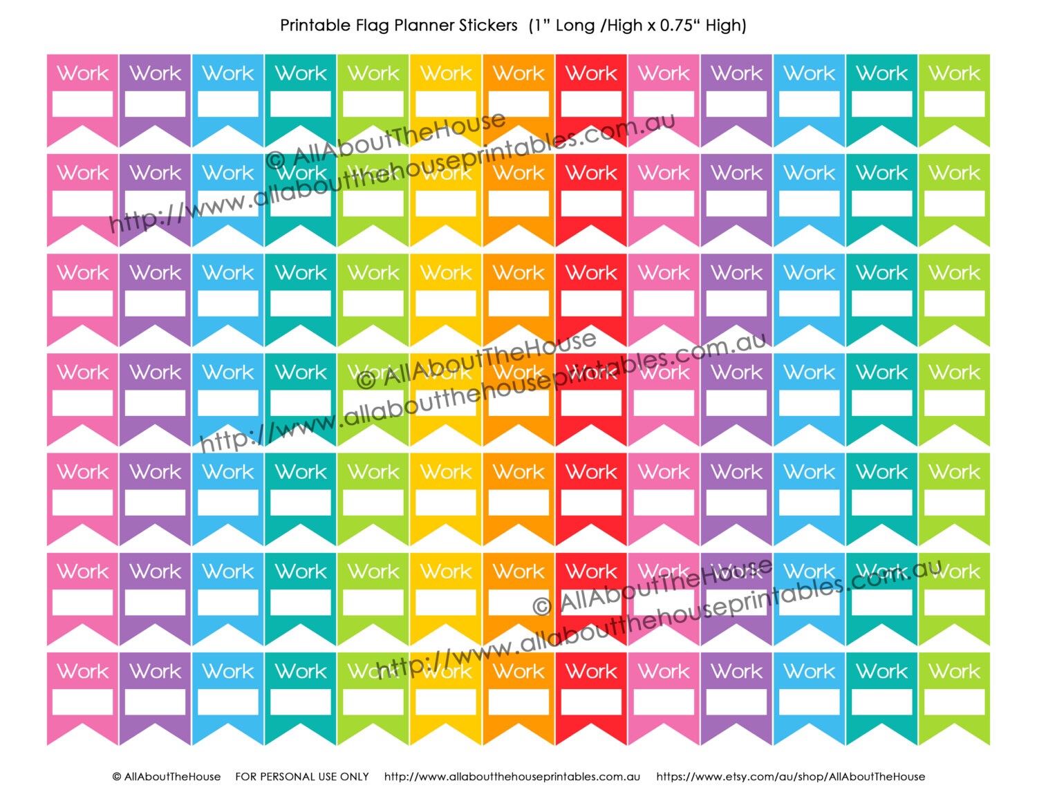 work planner stickers flag banner printable calendar shift