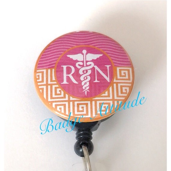 Retractable Badge Reel ID Holder with RN & by BadgeAttitude