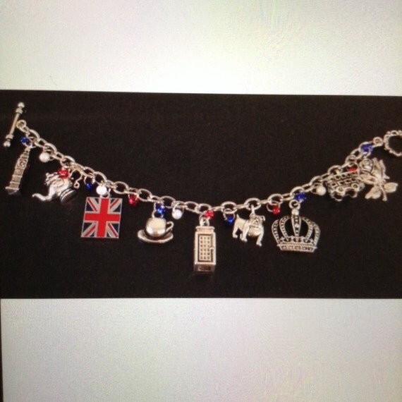Handmade Brit themed charm bracelet.