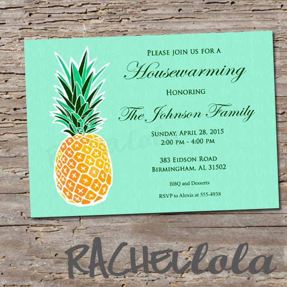 Pineapple Housewarming Invitation Printable DIY