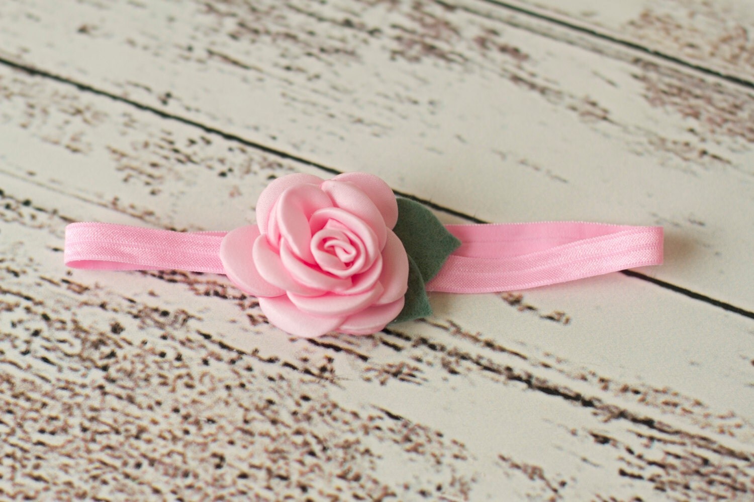 Pink Rose Headband, Baby Pink Headband, Pink Rosette Headband, Pastel