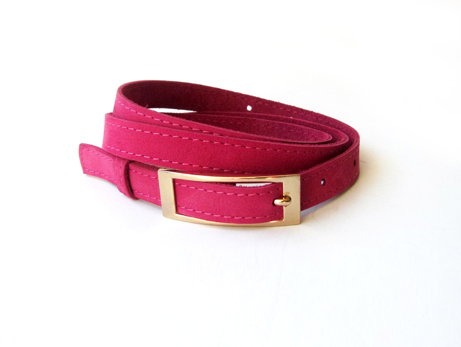 Leather belt for women Hot pink leather belt Narrow by erikasbelts