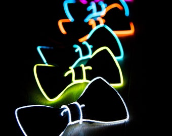 Light Up Bow Tie, Neck, Glow in the Dark, Light Up, Rave Wear, Tron, Costume, LED
