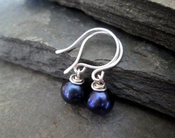 Pearl Earrings - Blue Pearl Earrings, Pearl Drop Earrings, Pearl Jewellery, Pearl Jewelry, Bridal Pearl, Bridesmaid Gift
