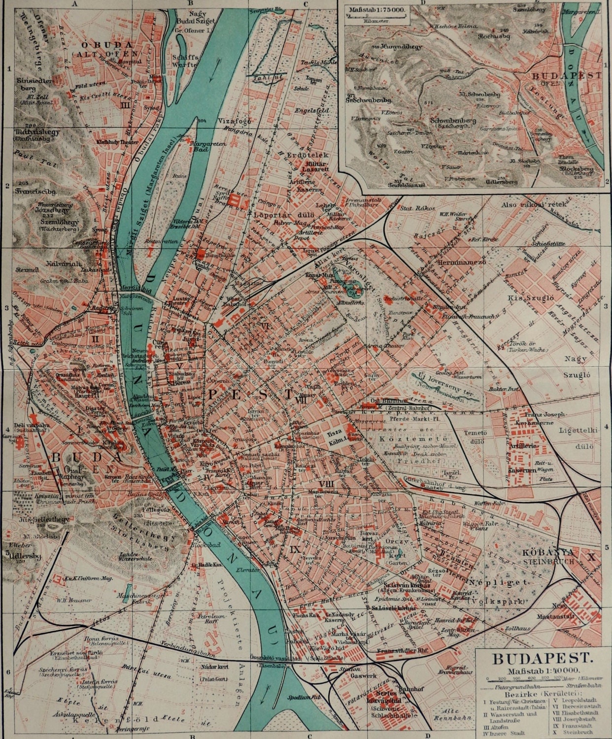 Reserved Meyer.BUDAPEST.City Map.Antique by CastafioreOldPrints