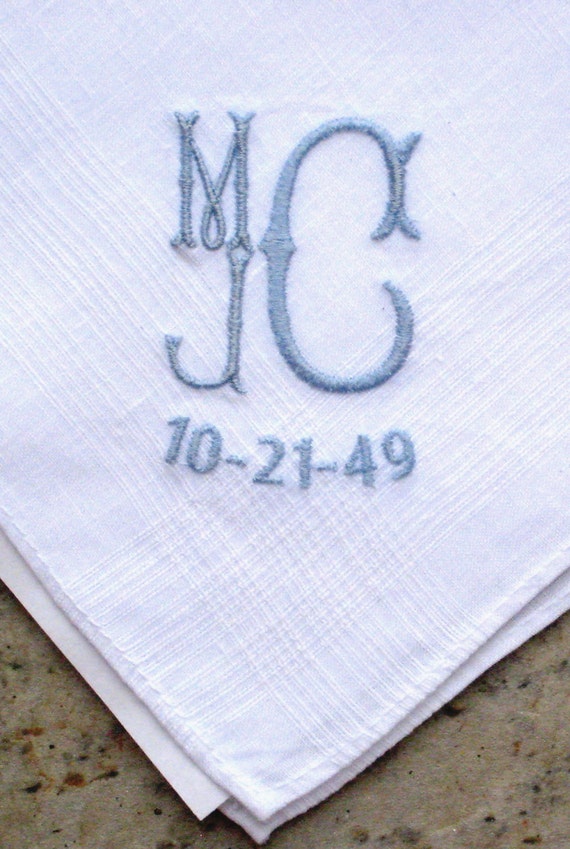Men’s Irish Linen Handkerchief, Classic Corded Design, Fishtail Font