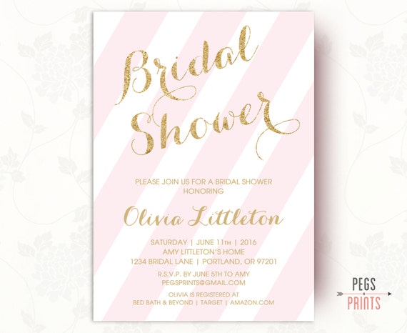 Printable Blush Pink And Gold Bridal Shower By Pegsprints On Etsy