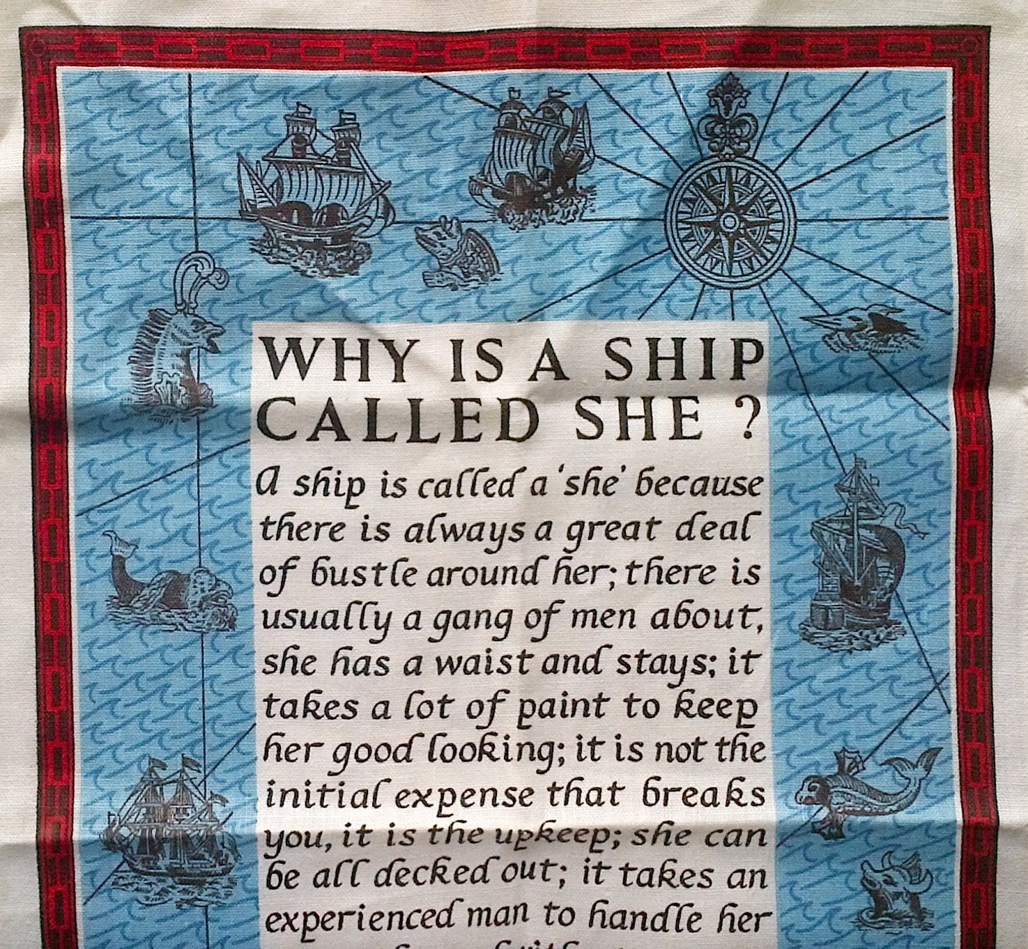 Ulster Weavers Why Is A Ship Called She Print Linen Tea Towel