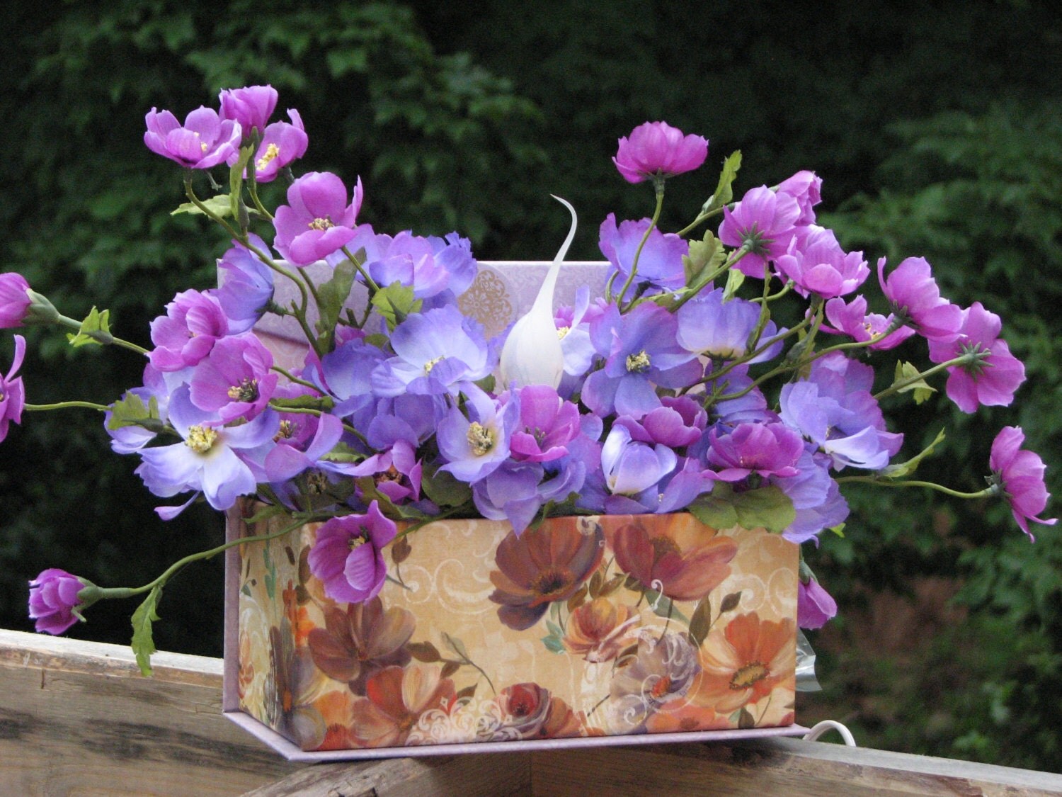 Lighted Silk Floral Arrangement Rustic by TheVineDesigns on Etsy