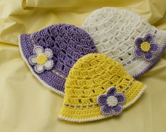 Crochet Baby Hat Pattern: Baby Sun Hat, PDF download