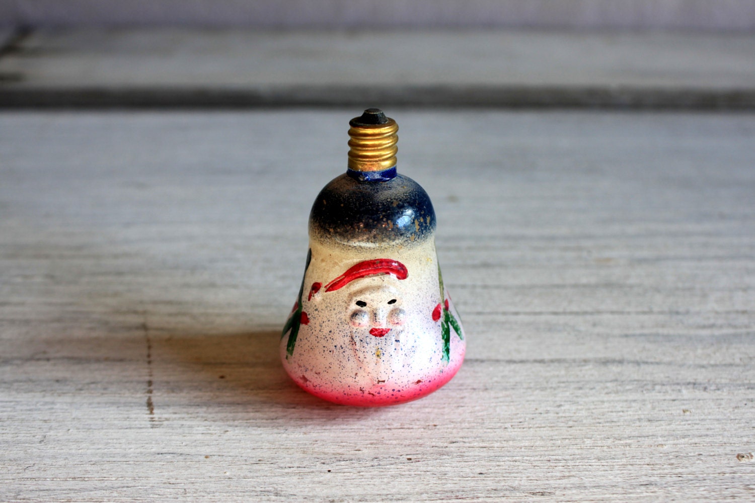 vintage figural christmas light bulb santa bell shape hand