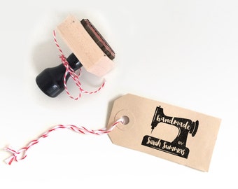 Custom Rubber Stamp with a vintage Sewing Machine for your handmade craft business