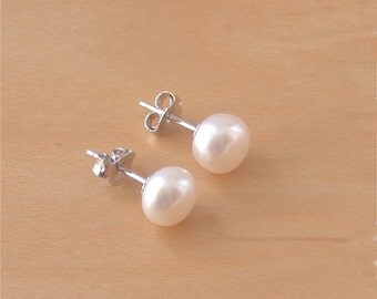 925 White Freshwater Pearl Stud Earrings/White Pearl Studs/Pearl Jewellery/Pearl Jewelry/Pearl Jewelery/June Birthstone/7mm Pearl Earrings