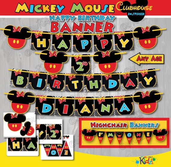 Printable Minnie Mouse birthday Banner Minnie by ItsAllAboutKidz