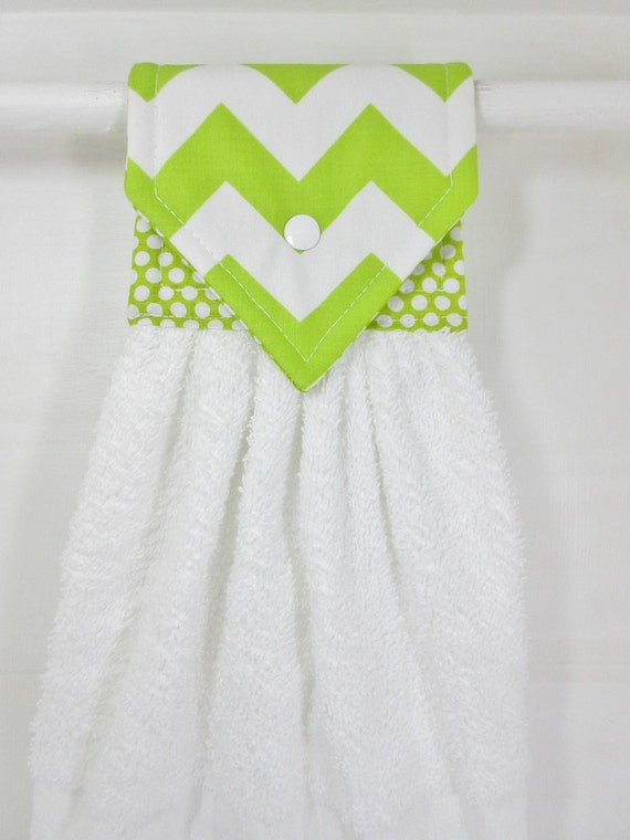 Chevron Hanging Hand Towel Lime Green Kitchen Towel Lime