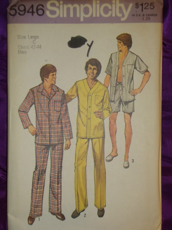 1970s 70s Vintage Mens Pajamas Short or Long Sleeves and Pants