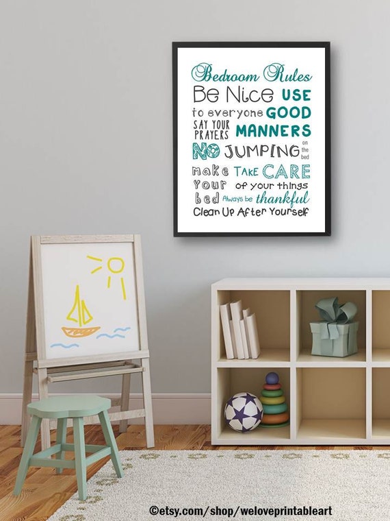 Items similar to Kids Room Decor, Bedroom Rules, Kids Room Wall Art ...